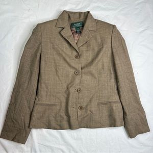 Vintage LRL Lauren Ralph Lauren Gray Plaid Worsted Wool Blazer Women's 10 A07122